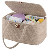 OIAHOMY Large Diaper Caddy Organizer for Baby Portable Baby Basket with Handles Baby Gift Basket for Newborn Diaper storage Organizer for Changing Table and Car- Brown