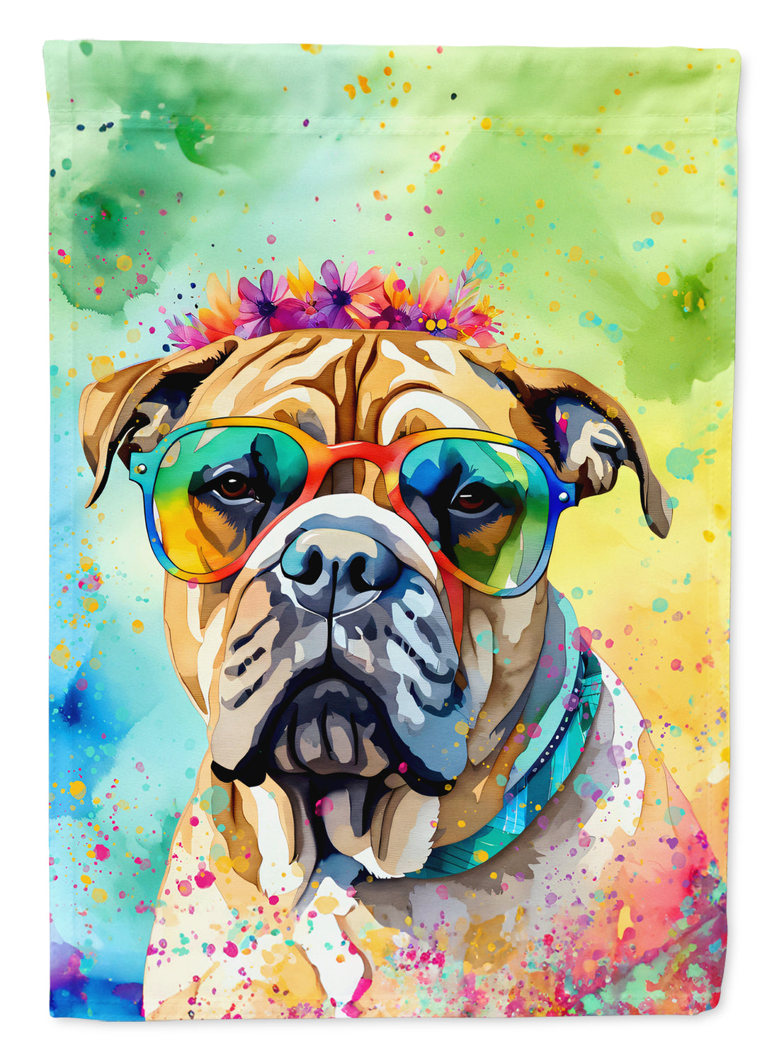 Bullmastiff Hippie Dawg Garden Flag
