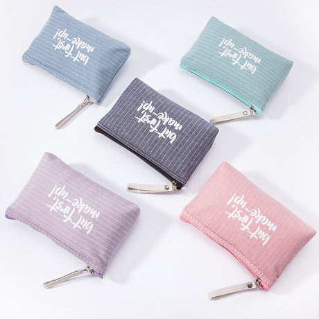 Letter Flower Print Canvas Makeup Bag for Women