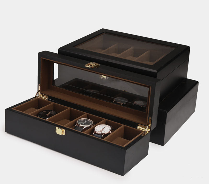 Black Matte 6-Slot Spray Paint Wooden Watch Box