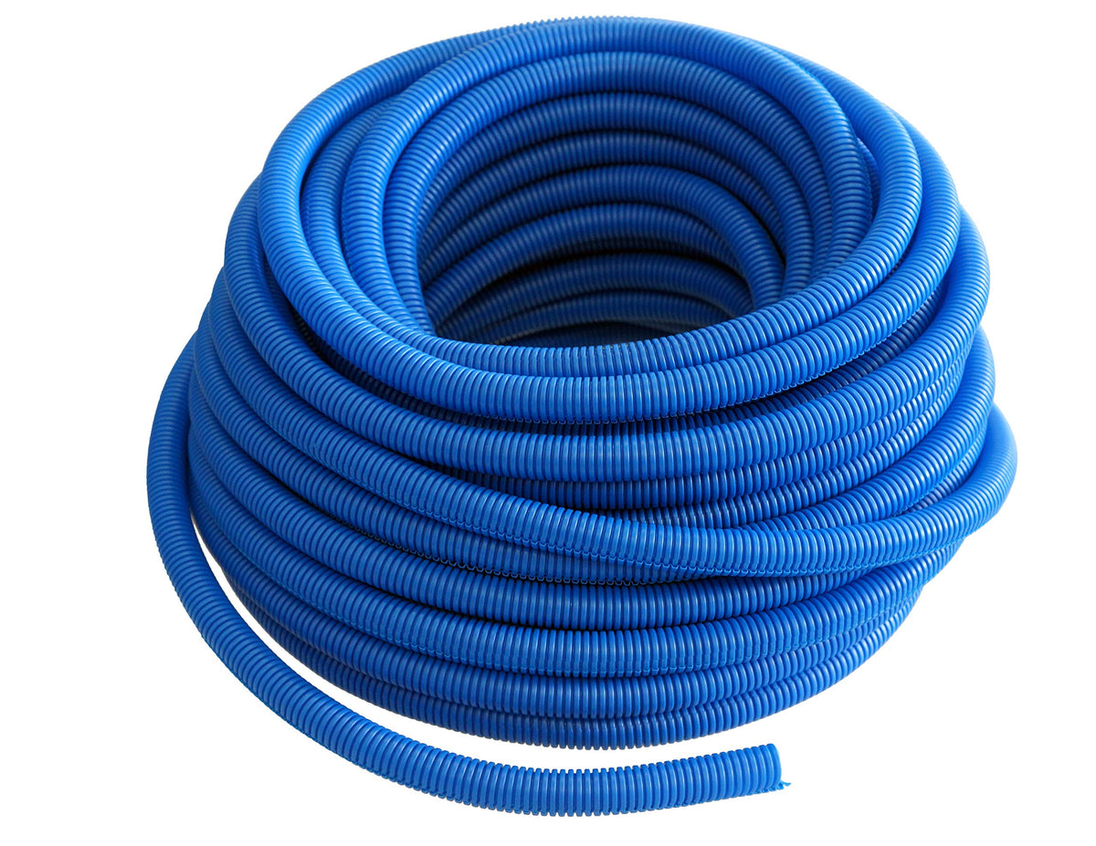 Absolute USA SLT12BL 1/2-Inch x 100-Feet Blue Split Loom Split Wire Loom Polyethylene Conduit Corrugated Plastic Tubing Sleeve for Various Automotive Home Marine Industrial Wiring Applications Etc
