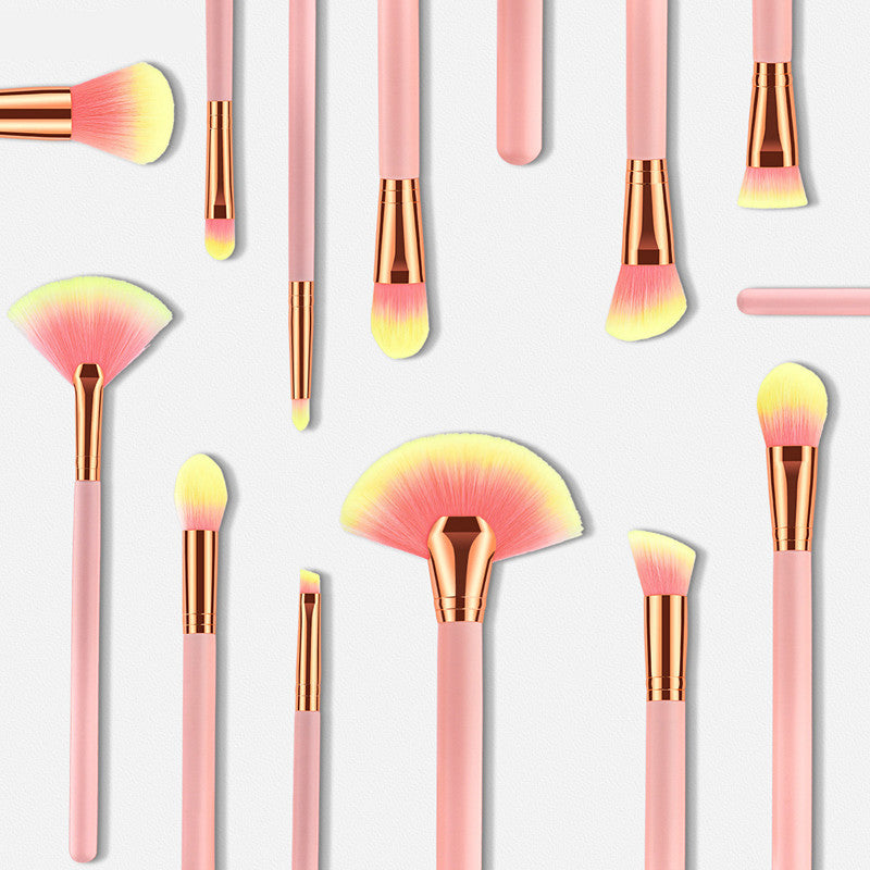 12-Piece Pink Makeup Brush Set and Beauty Tools