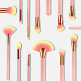 12-Piece Pink Makeup Brush Set and Beauty Tools
