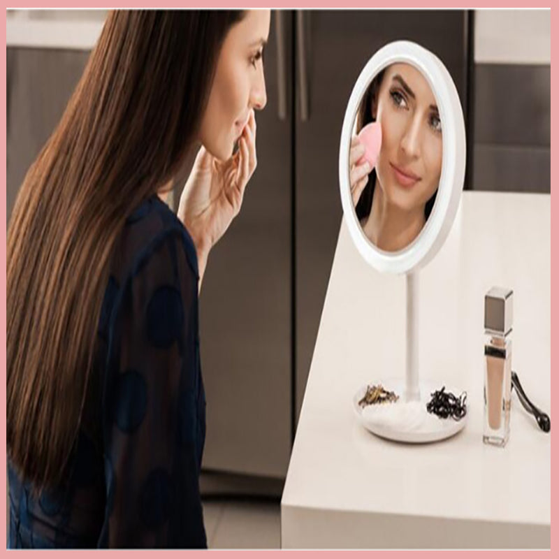3-in-1 LED Makeup Mirror with Fan and Light