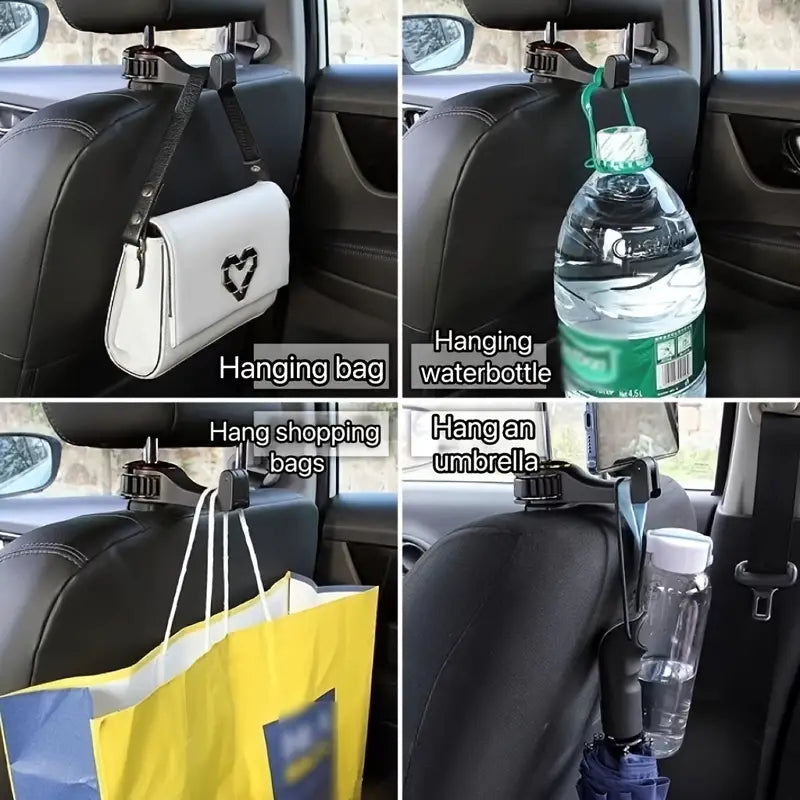 2-in-1 Car Headrest Hooks with Phone Holder for Bags