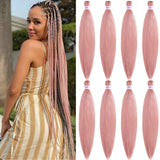 Pre Stretched Braiding Hair Colored Hair Extensions for Braiding Kanekalo Prestretched Braiding Hair 30 inch 8 packs Long Jumbo Rouge Pink Braiding Hair Natural as Human Hair Micro Box Braids