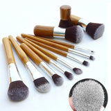 11-Piece Wooden Color Makeup Brush Set