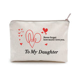 Valentines Day Gifts for Daughter Never Forget How Much I Love You. Daughter Gifts Makeup Case Toiletry Bag Gifts for Daughter