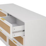 Drawers Rattan Storage Cabinet Rattan Drawer,for Bedroom,Living Room,White