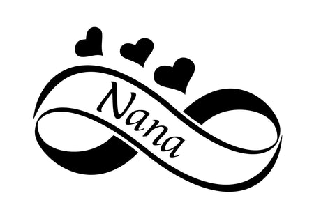 Nana with Hearts 6.5" Wide Black Vinyl Decal Sticker Car Truck #2002