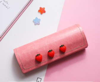 Strawberry Girl Frame Glasses Case, Simple Portable Storage