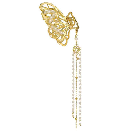 Large Metal Pearl Butterfly Hair Claw Clip for Women