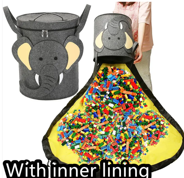 Felt Storage Bag Toy Play Mat 2 In 1 Pull Rope