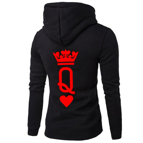 Couple's Hooded Long Sleeve Sweatshirts with Crown Design