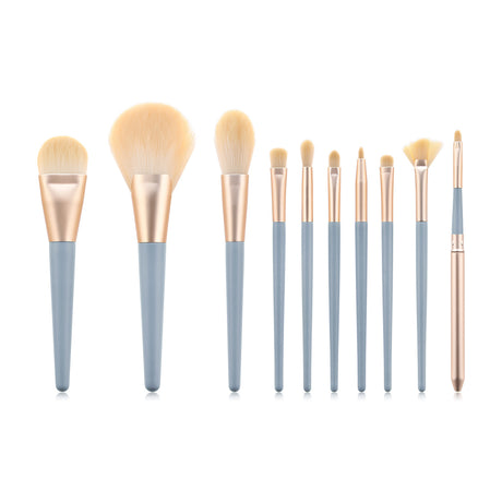10-Piece Makeup Brush Set with Fan Brush by GUJHUI