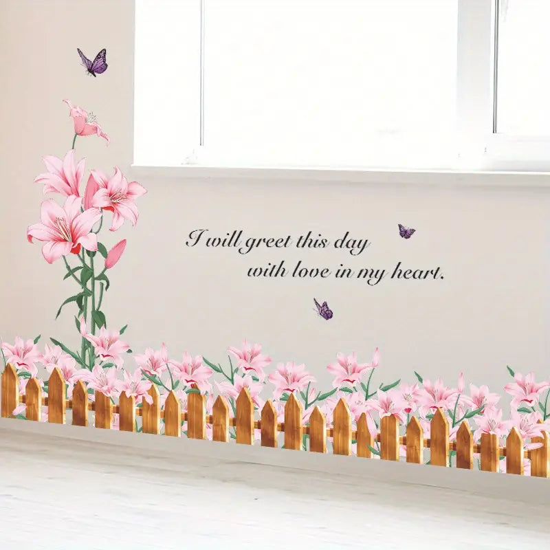 2 Wall Stickers with Pink Flower Slogan for Home Decor