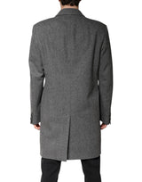Dolce & Gabbana Gray Wool Single Breasted Trench Coat Jacket