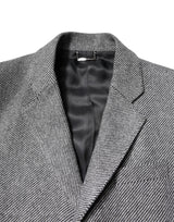 Dolce & Gabbana Gray Wool Single Breasted Trench Coat Jacket
