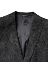 Dolce & Gabbana Black Floral Jacquard Coat Jacket Blazer