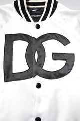 Dolce & Gabbana White DG Logo Polyester Jersey Bomber Jacket