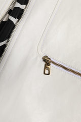 Dolce & Gabbana White Collared Full Zip Biker Coat Jacket
