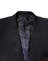 Dolce & Gabbana Dark Blue Wool Single Breasted Coat Blazer