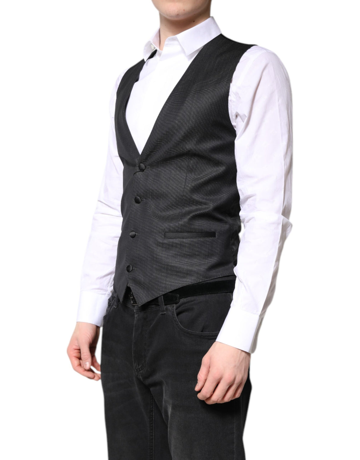 Dolce & Gabbana Black Wool Waistcoat Dress Formal Vest
