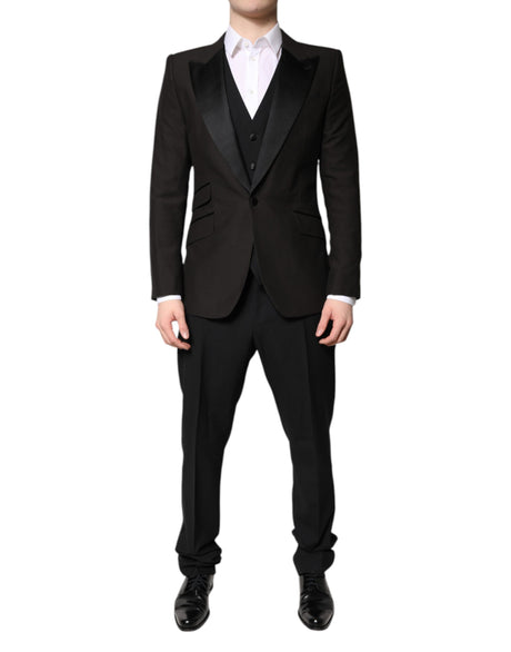 Dolce & Gabbana Black Single Breasted Formal 3 Piece Suit