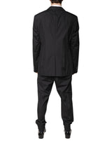 Dolce & Gabbana Black Cotton Single Breasted 2 Piece Suit