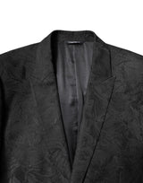 Dolce & Gabbana Black Polyester Floral Jacquard 2 Piece Suit