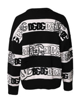 Dolce & Gabbana Black White Logo Print Wool Pullover Sweater