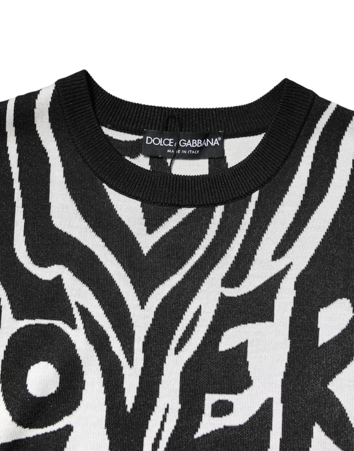 Dolce & Gabbana Black White Print Women Pullover Sweater