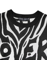 Dolce & Gabbana Black White Print Women Pullover Sweater