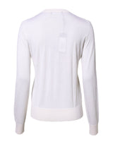 Dolce & Gabbana White Cashmere Crew Neck Top Cardigan Sweater