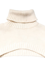Dolce & Gabbana Ivory Cashmere Turtleneck Cropped Top Sweater