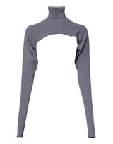 Dolce & Gabbana Gray Wool Knit Turtleneck Cropped Top Sweater
