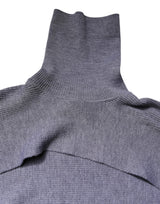 Dolce & Gabbana Gray Wool Knit Turtleneck Cropped Top Sweater