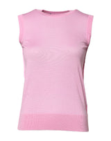 Dolce & Gabbana Pink Cashmere Round Neck Sleeveless Tank Top