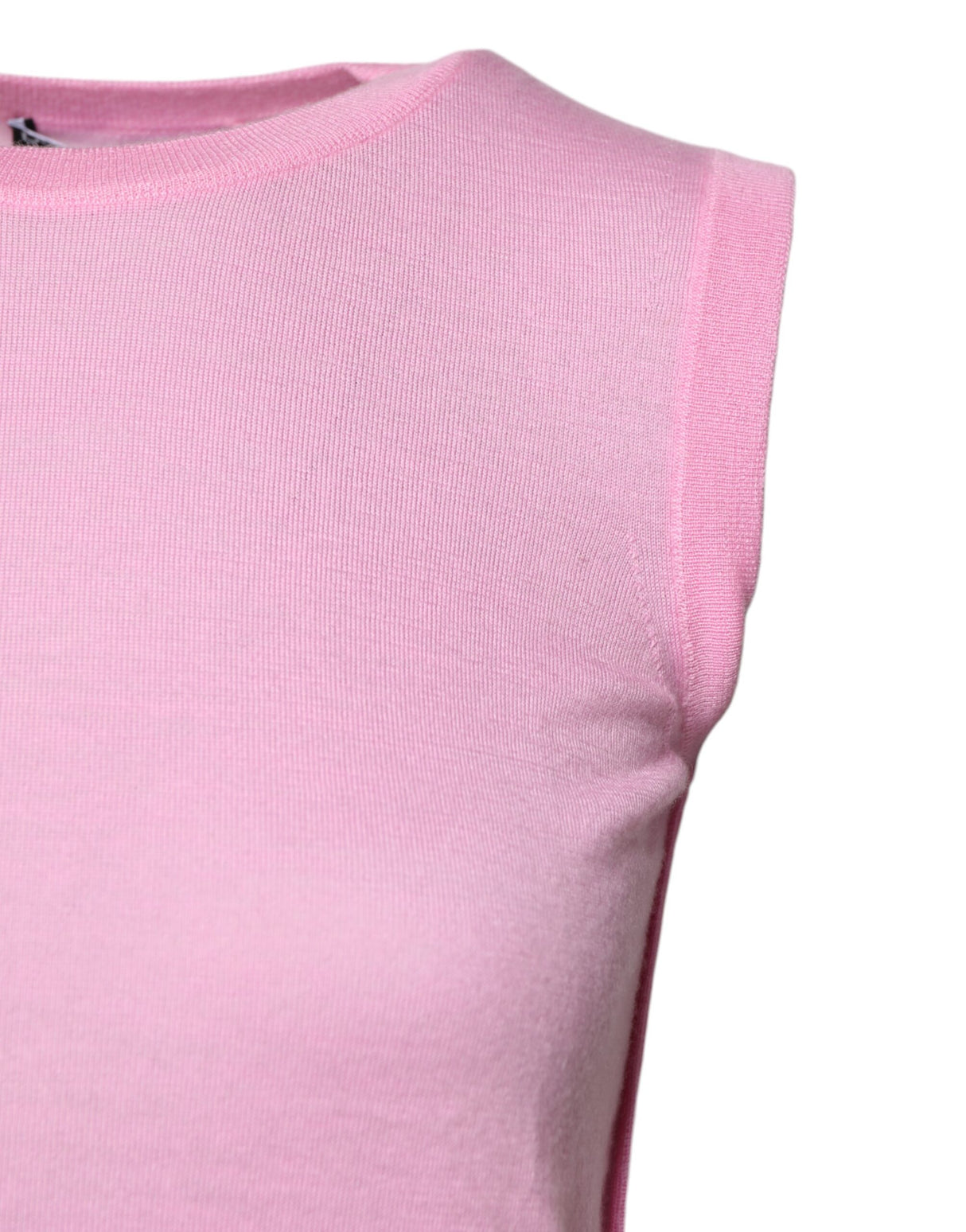 Dolce & Gabbana Pink Cashmere Round Neck Sleeveless Tank Top