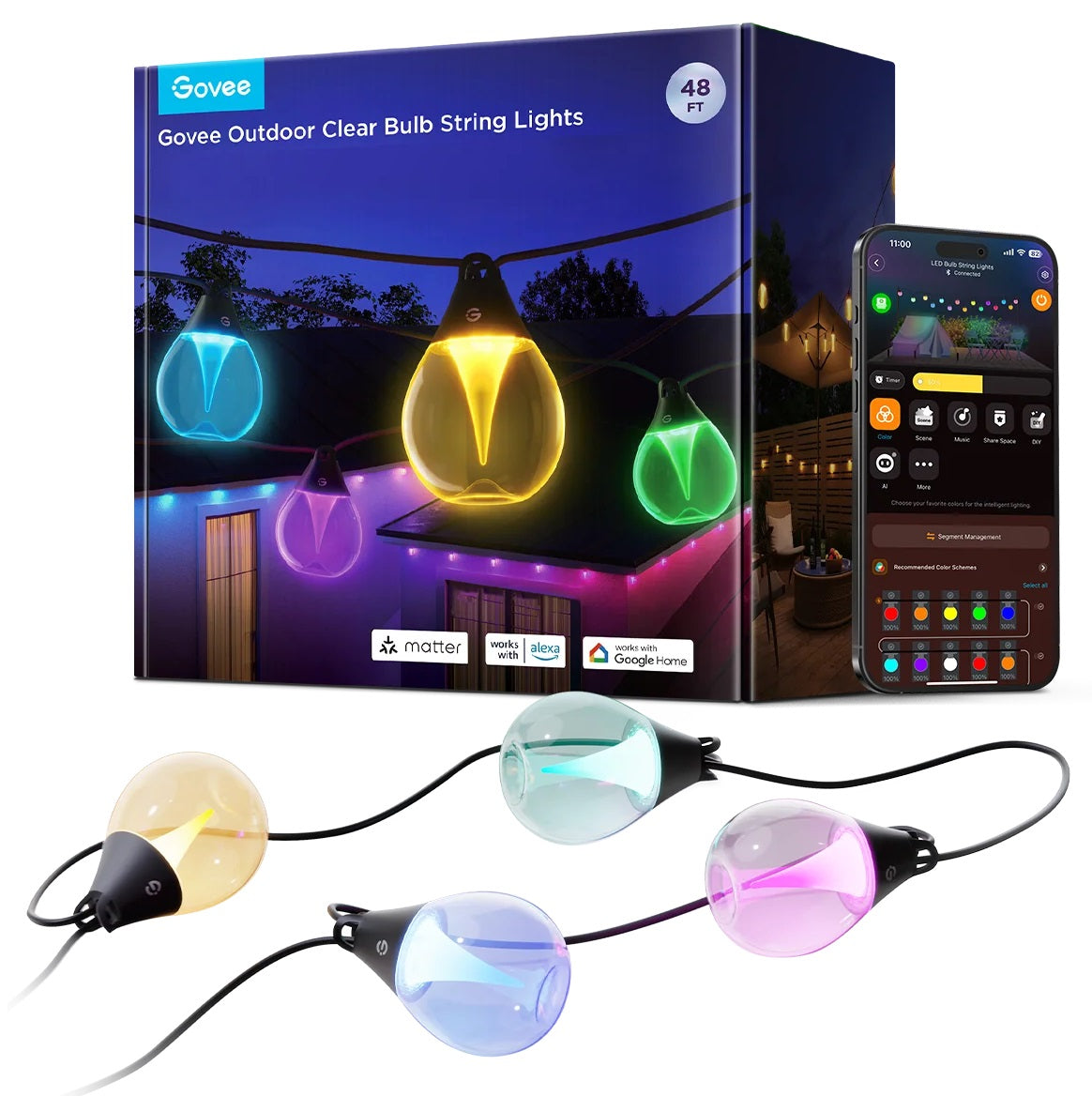 Govee Outdoor Smart String Lights RGBICW H7025CB1