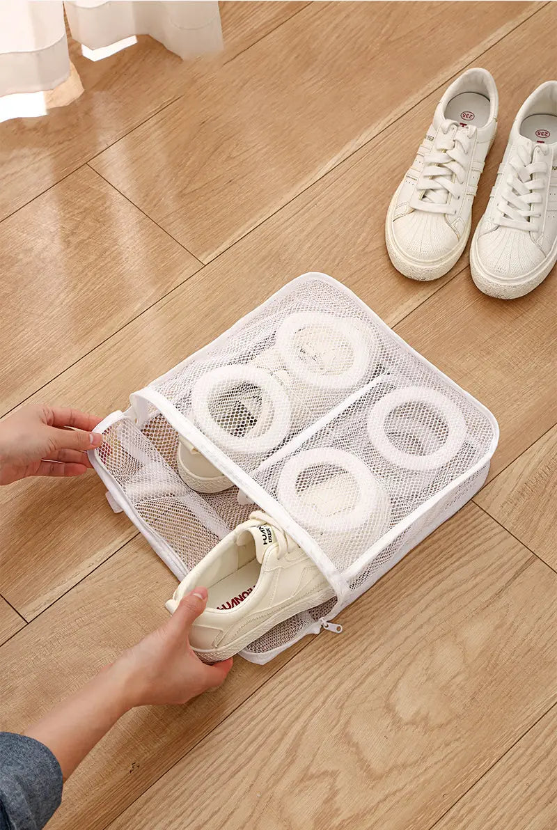 Shoe Laundry Bag with Zipper and Mesh Storage Organizer