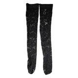 Dolce & Gabbana Black Floral Lace Cotton Stretch Stockings Socks