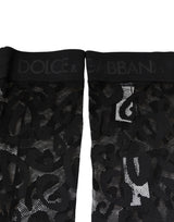 Dolce & Gabbana Black Floral Lace Cotton Stretch Stockings Socks
