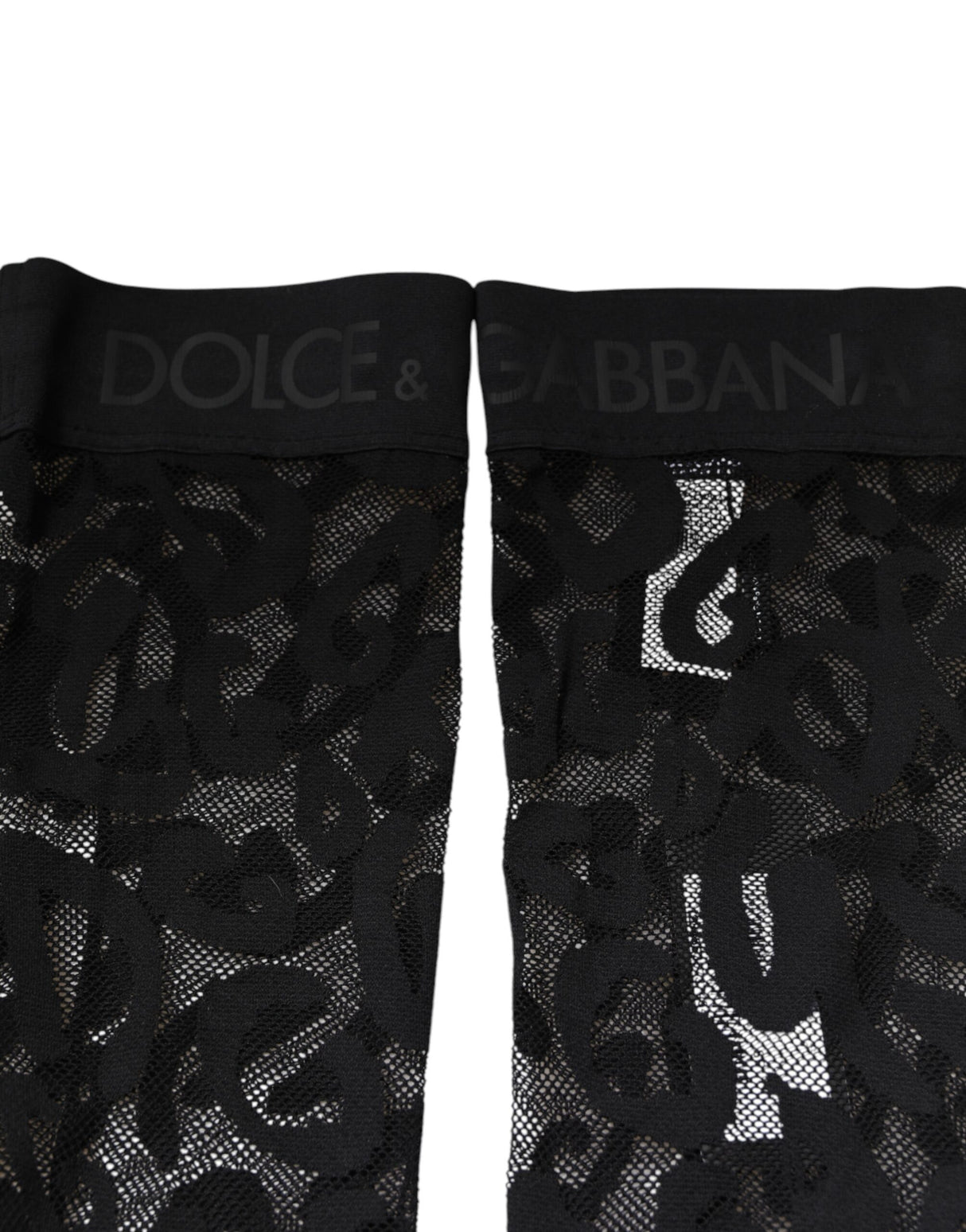 Dolce & Gabbana Black Floral Lace Cotton Stretch Stockings Socks