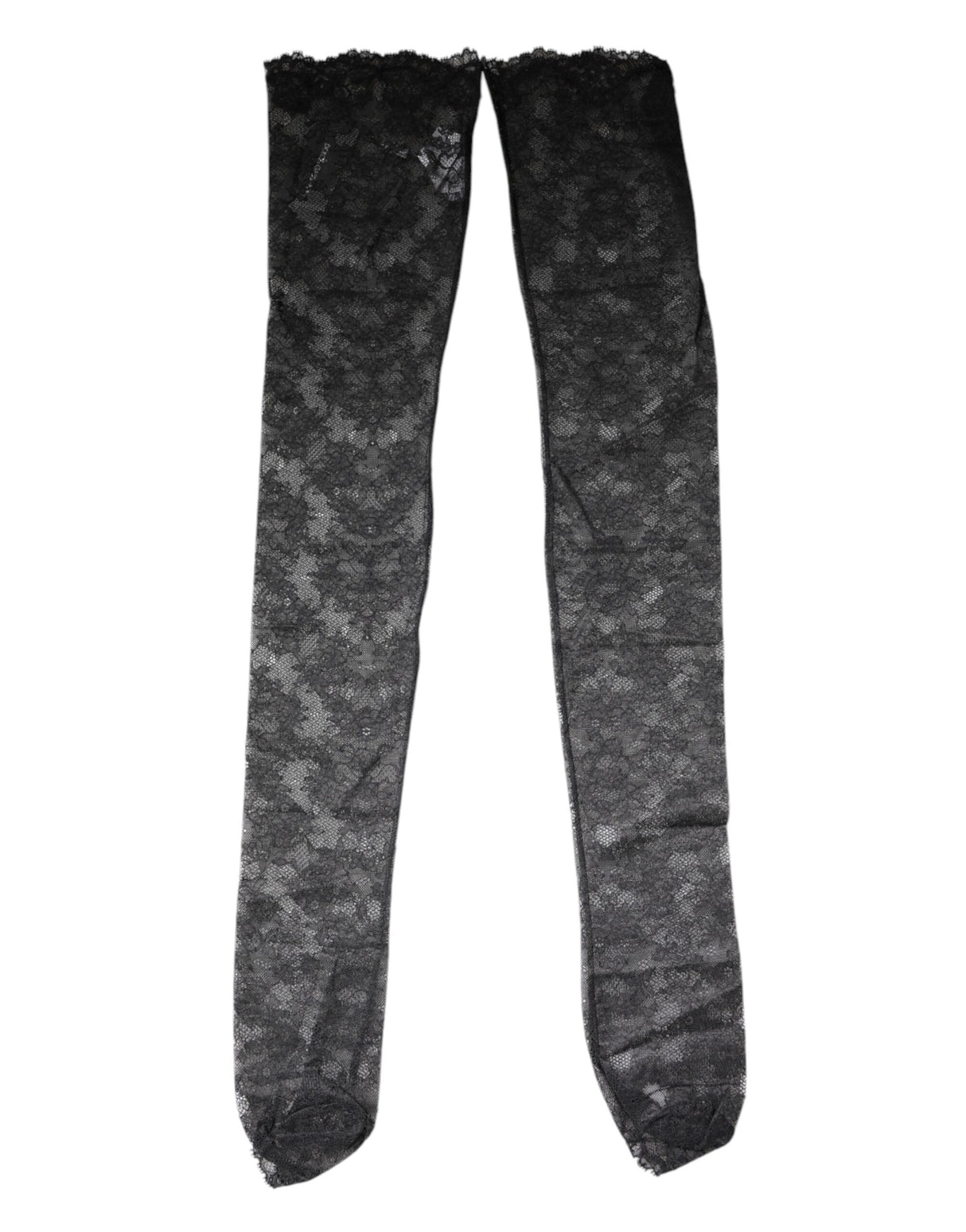 Dolce & Gabbana Black Floral Lace Cotton Stretch Stockings Socks