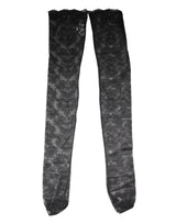 Dolce & Gabbana Black Floral Lace Cotton Stretch Stockings Socks