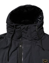 Dolce & Gabbana Black Nylon Full Zip Hooded Parka Jacket