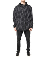 Dolce & Gabbana Black Heart Print Hooded Windbreaker Jacket