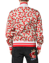 Dolce & Gabbana White Cherry Print Full Zip Bomber Jacket