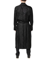 Dolce & Gabbana Black Silk DG Logo Men Wrap Robe Coat Jacket